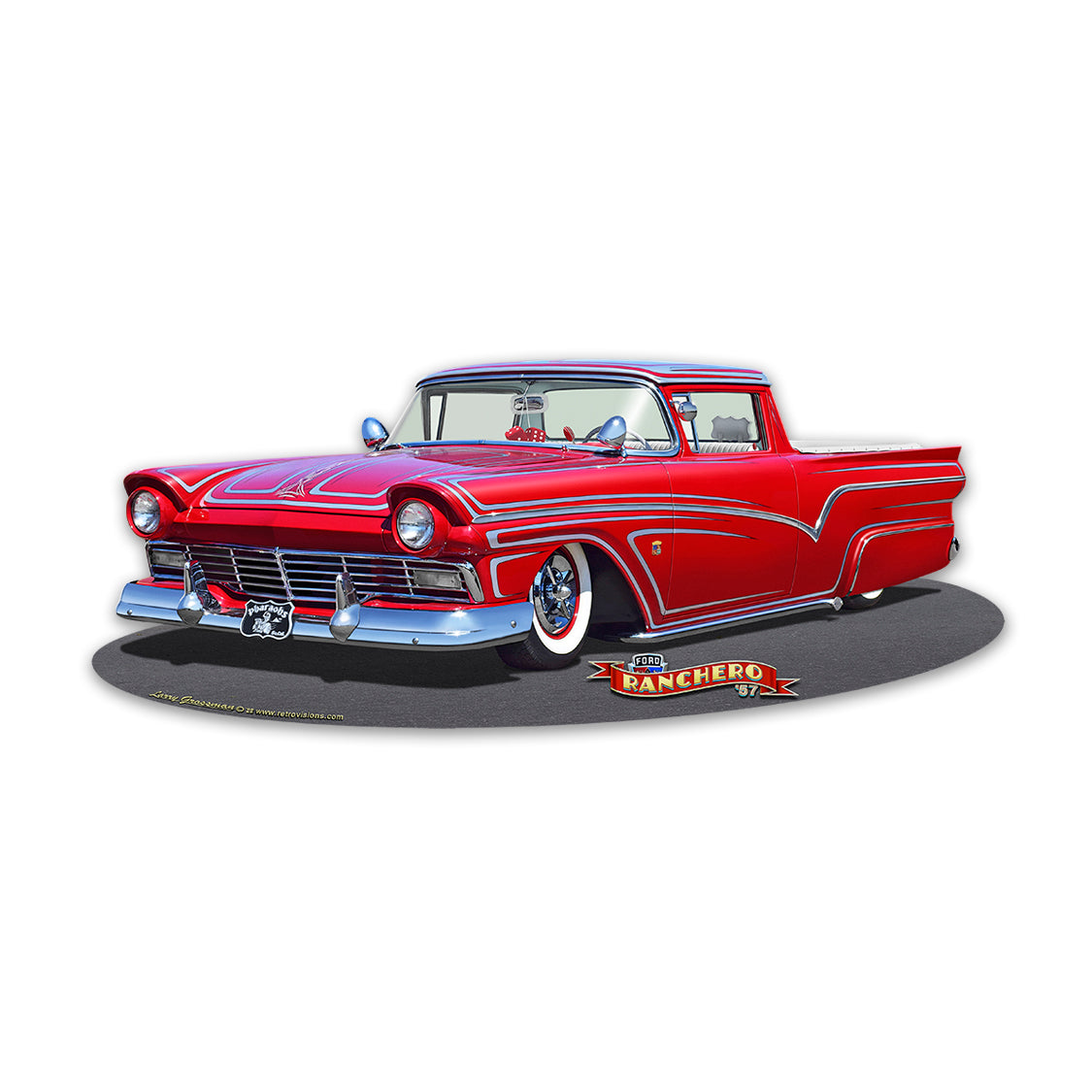 LGC360 - 1957 FORD RANCHERO KUSTOM Metal Sign 22X9 by artist Larry Grossman