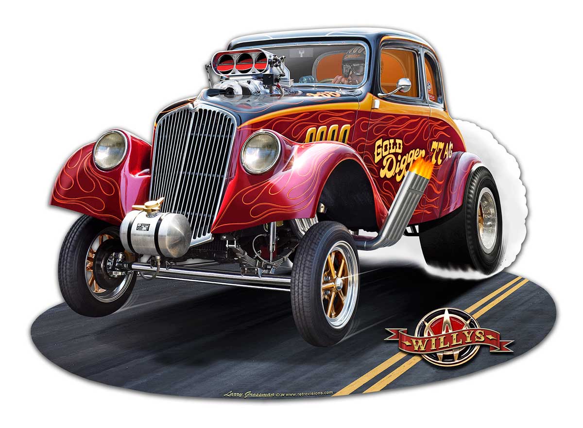 1933 WILLYS GASSER Metal Cut Out Available In Three Sizes