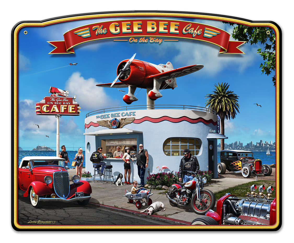LGC803 Bee Gee Café Metal Cut Out AVAILABLE IN TWO SIZES by artist Larry Grossman