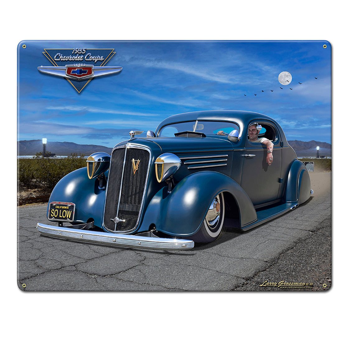 LGC817 - 1935 Chevy Coupe Metal Sign AVAILABLE IN TWO SIZES by artist Larry Grossman