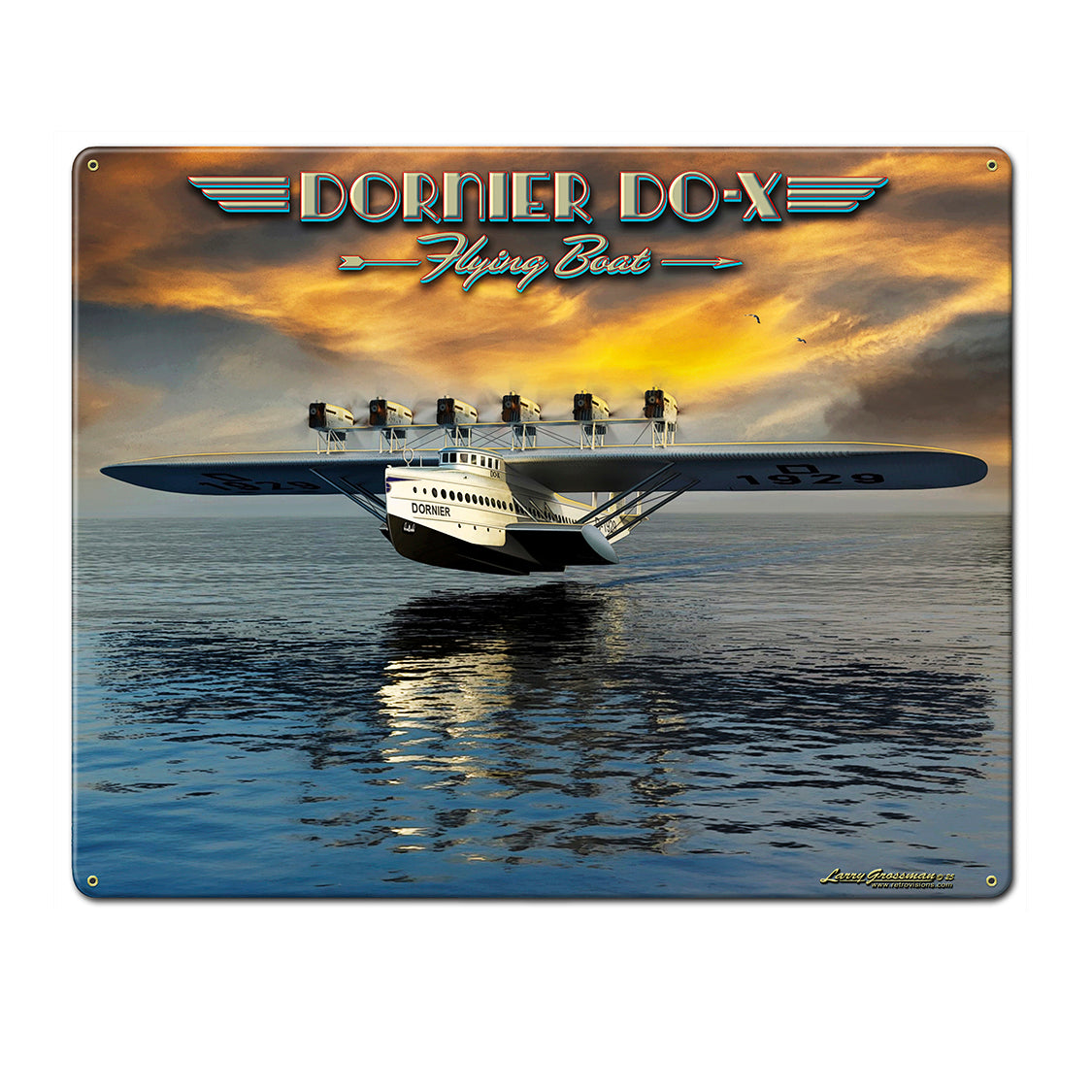 LGC830 - Dornier DO-X Flying Boat Metal Sign AVAILABLE IN TWO SIZES by artist Larry Grossman