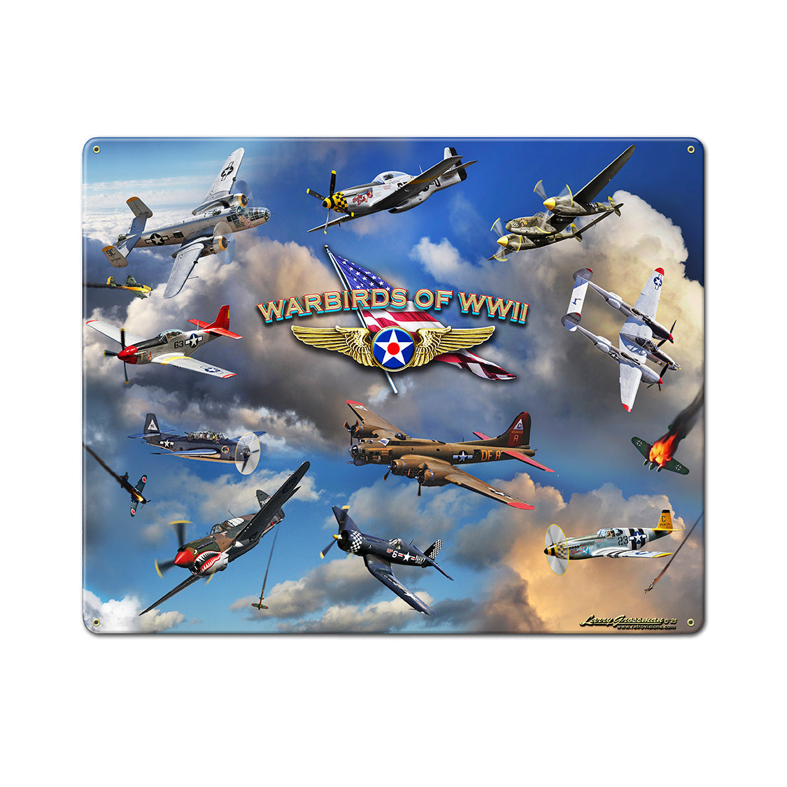 LGC841 - Warbirds of WWII Metal Sign 15x12 by artist Larry Grossman