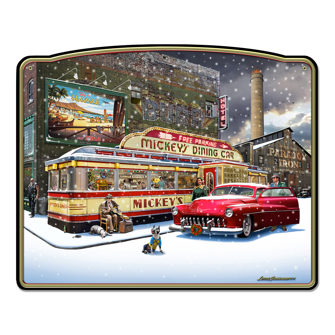 Mickey's Dining Car Winter- Available in 2 sizes by artist Larry Grossman LGC844