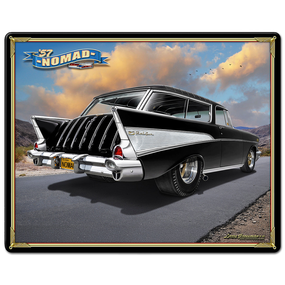1957 Chevy Nomad - By Larry Grossman Metal Sign - 2 Sizes Available