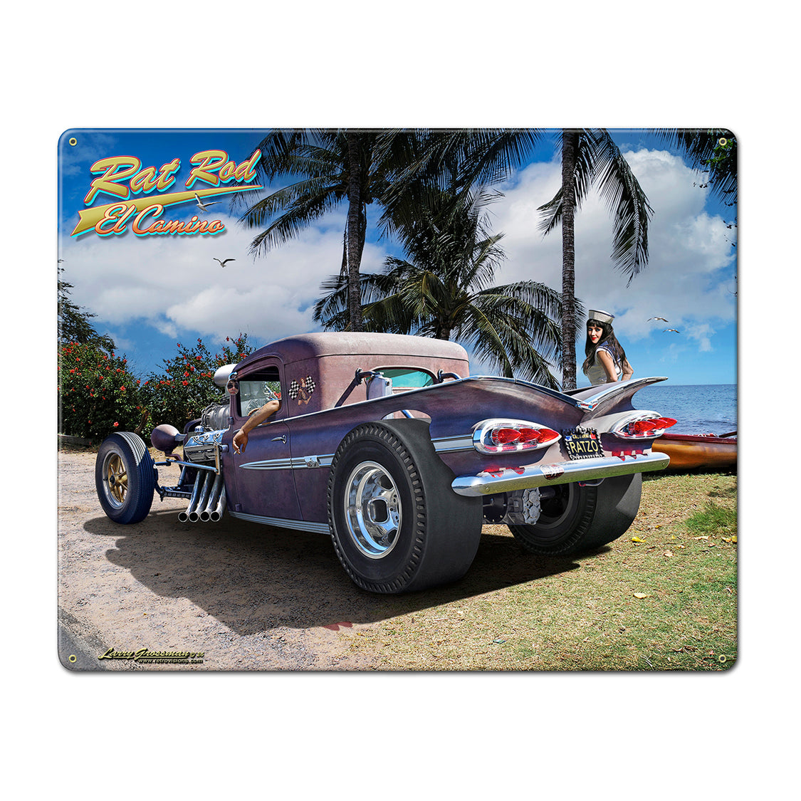 Rat Rod El Camino From the Larry Grossman Licensed Collection Available In Two Sizes LGC855