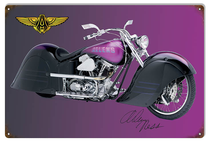 Custom Made Arlen Ness Arlens Purple And Black Motorcycle Sign RG6757