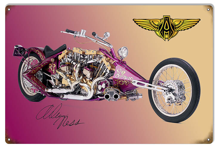 Custom Made Arlen Ness Fuschia Motorcycle Sign RG6758