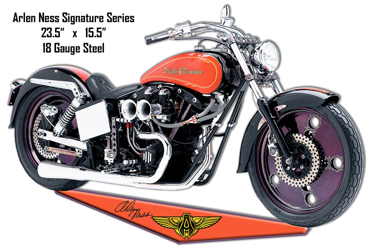 Tangerine Arlen Ness Signature Motorcycle Laser Cut Out 15.5x23.5 RG8471S