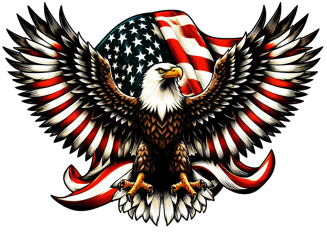 Eagle with spread wings and U.S. flag 25x17 Metal Sign - RVG5717S