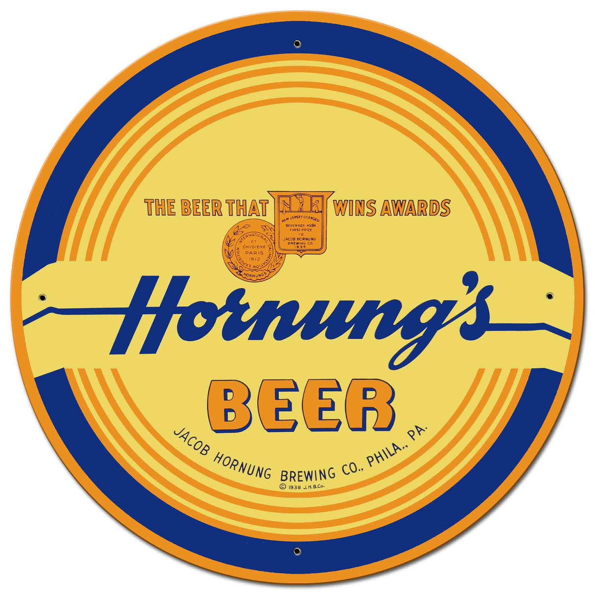 Hornungs Beer 28 X 28 vintage metal sign