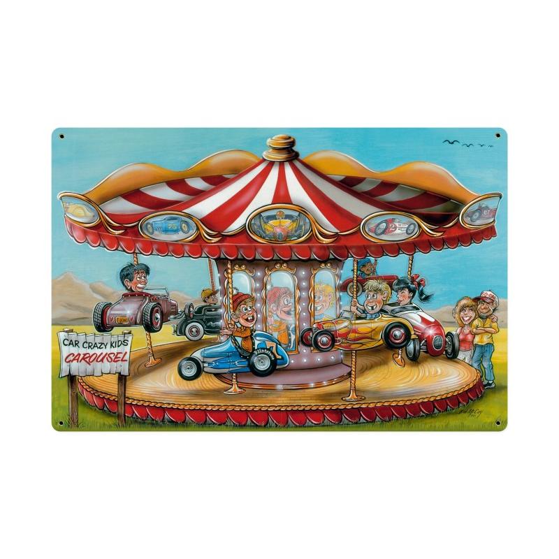 Crazy Kids Carousel Vintage Sign
