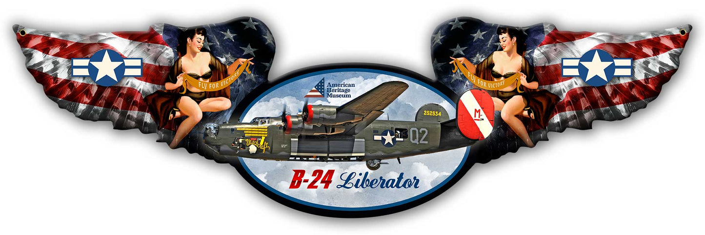 CFO016 - B-24 LIBERATOR PIN UP AM HERT WINGED OVAL - PLASMA