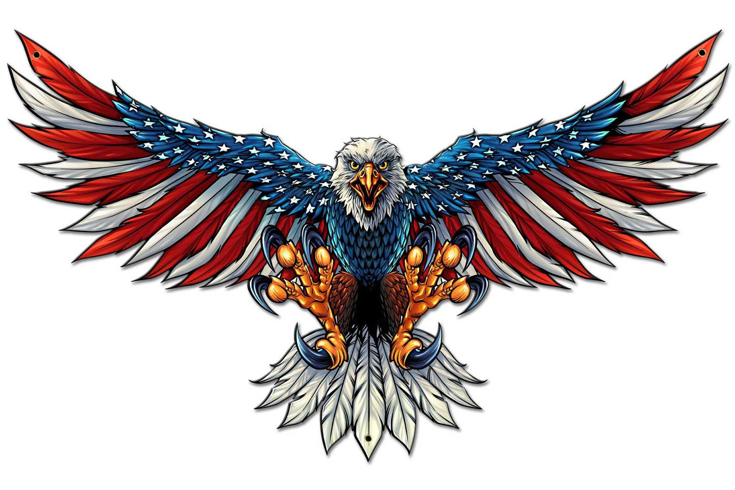 Eagle With US Flag Wing Spread Vintage Sign - FLY077