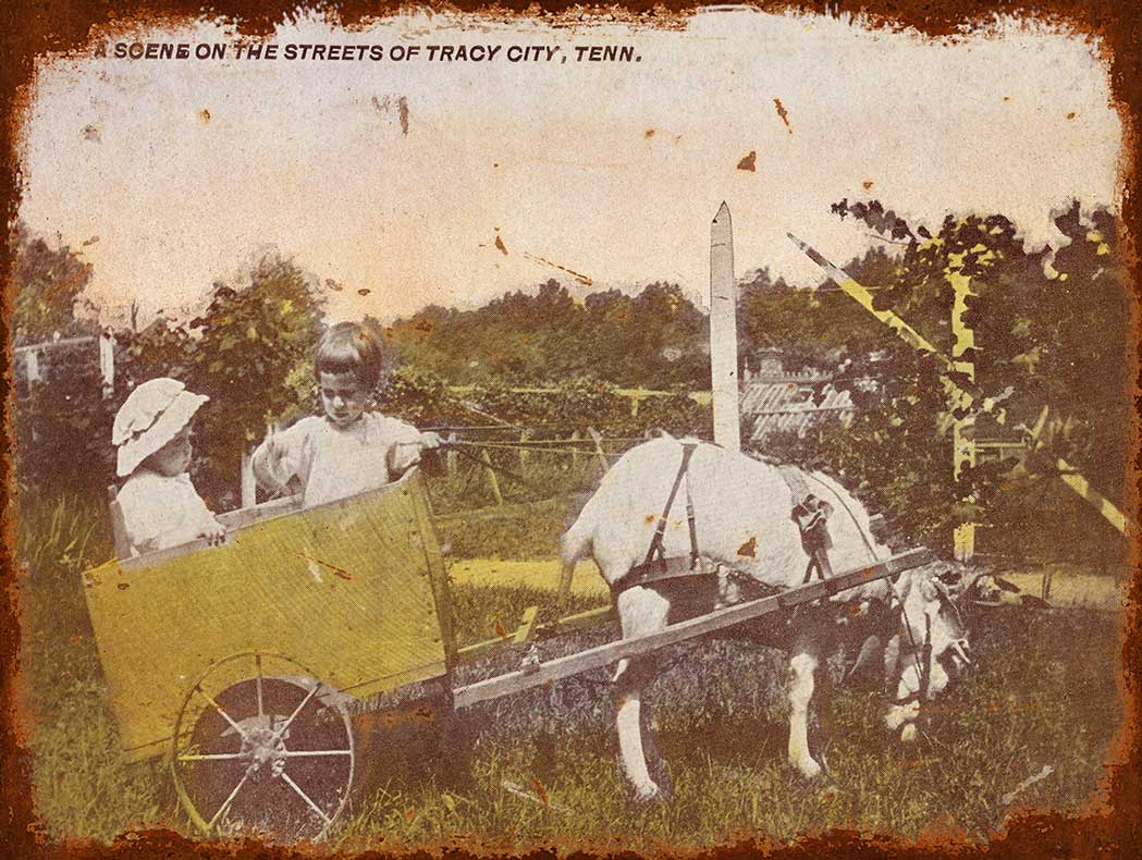 GCL016 - VINTAGE CHILDREN IN CART PULLED BY GOAT