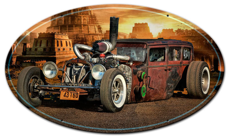 RAT ROD CITY OVAL Vintage Sign
