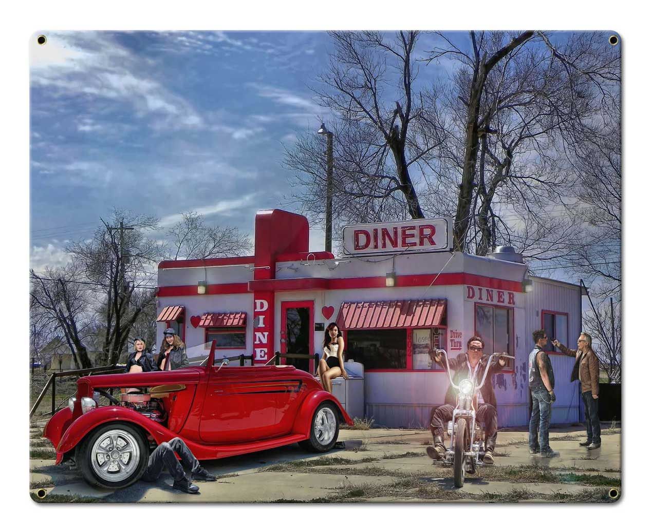 Red Heart Diner Vintage Sign - PLASMA