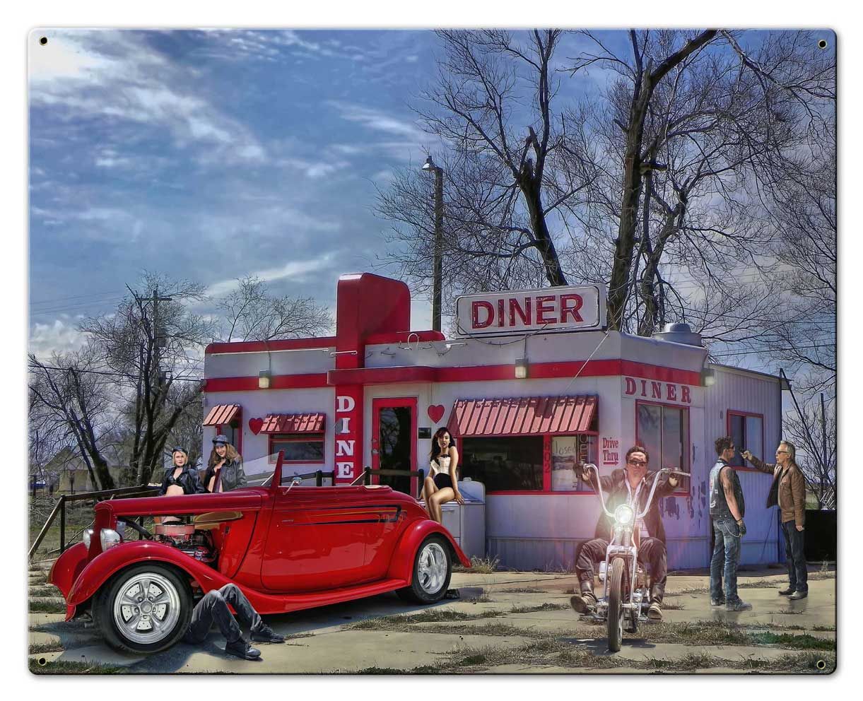 Red Heart Diner Vintage Sign - PLASMA