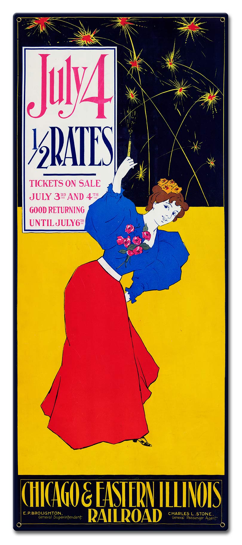 JULY 4 Metal Sign 10in X 24in - PLASMA