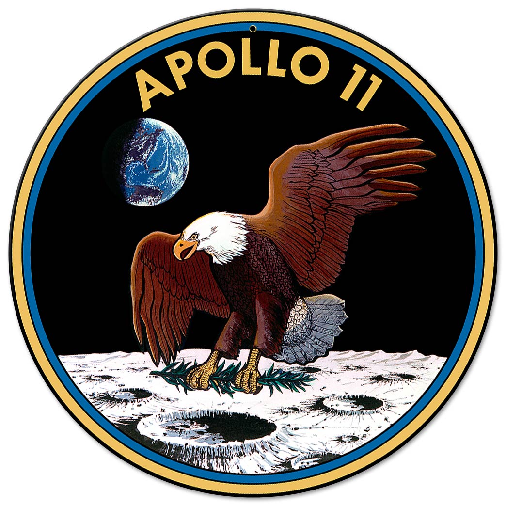 Apollo 11 50th Anniversary Mission Patch Insignia Small Metal Sign Vintage Sign