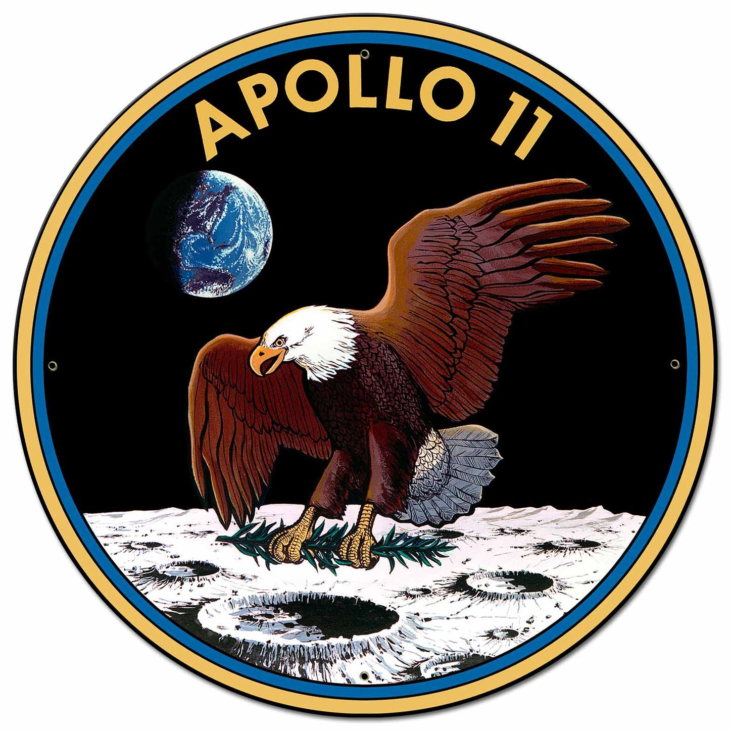 Apollo 11 50th Anniversary Mission Patch Insignia Large Metal Sign Vintage Sign