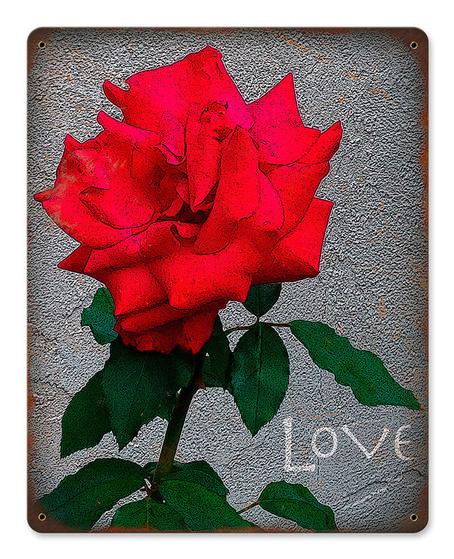 RED ROSE LOVE Vintage Sign