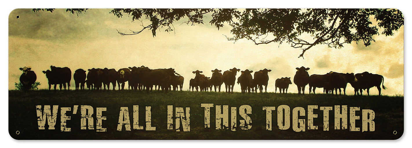 Cows On Hill Vintage Sign