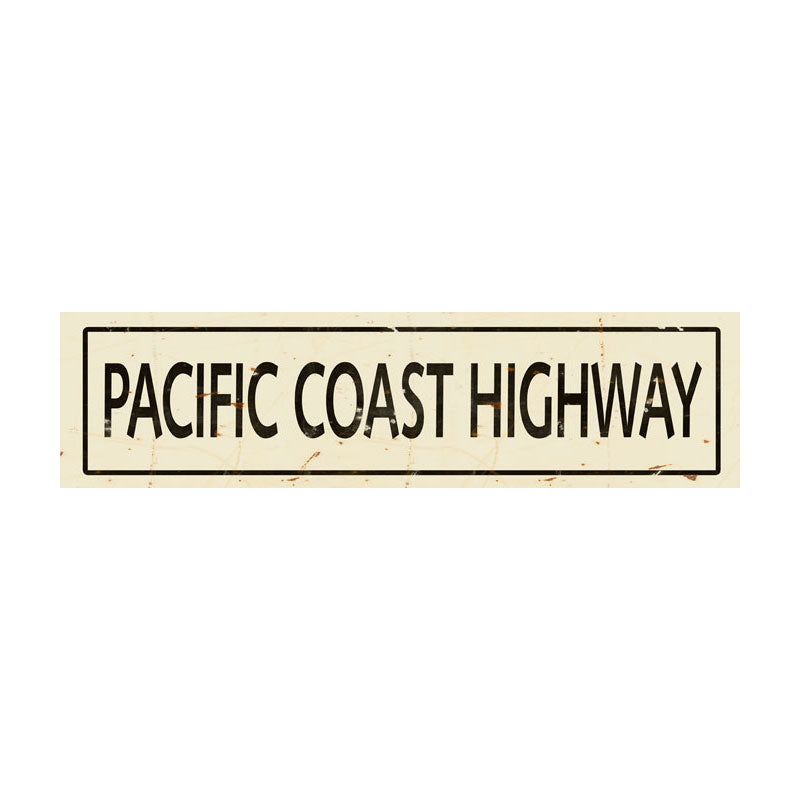 CAL285 - 5 X 20 PACIFIC COAST HIGHWAY CREME/BLACK VINTAGE SIGN