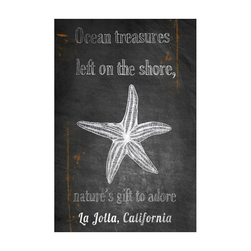 CAL290 - 16 X 24 VINTAGE SIGN - OCEAN TREASURES - LA JOLLA STARFISH CHALK