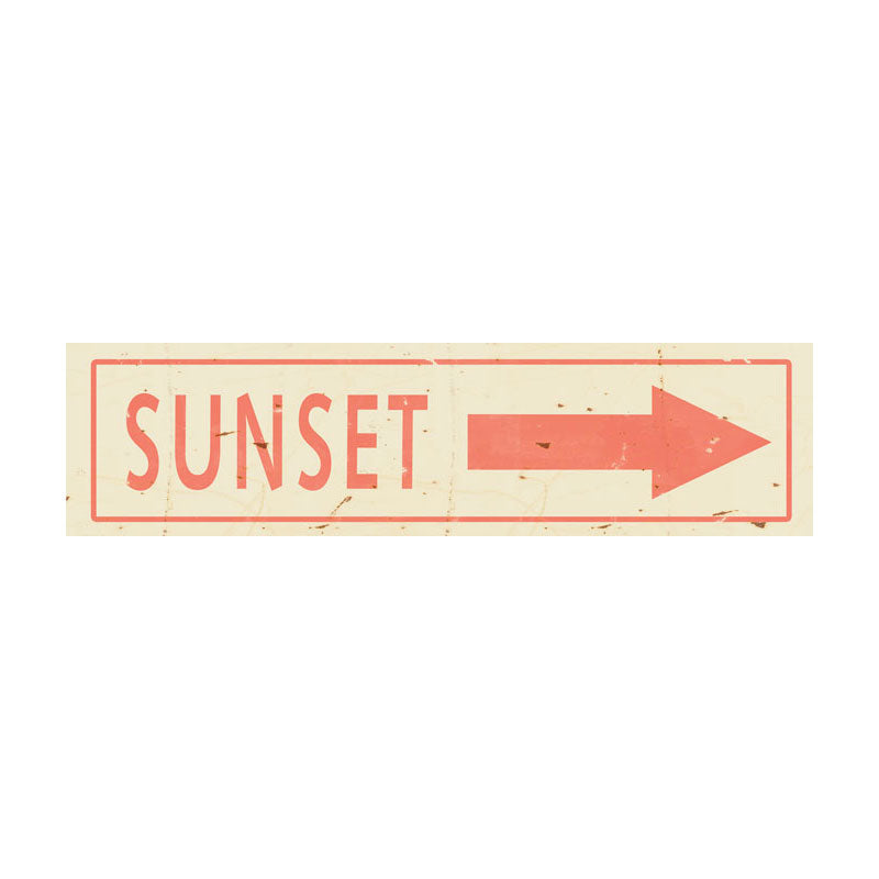 CAL304 - 5 X 20 VINTAGE SIGN - SUNSET ARROW - CORAL