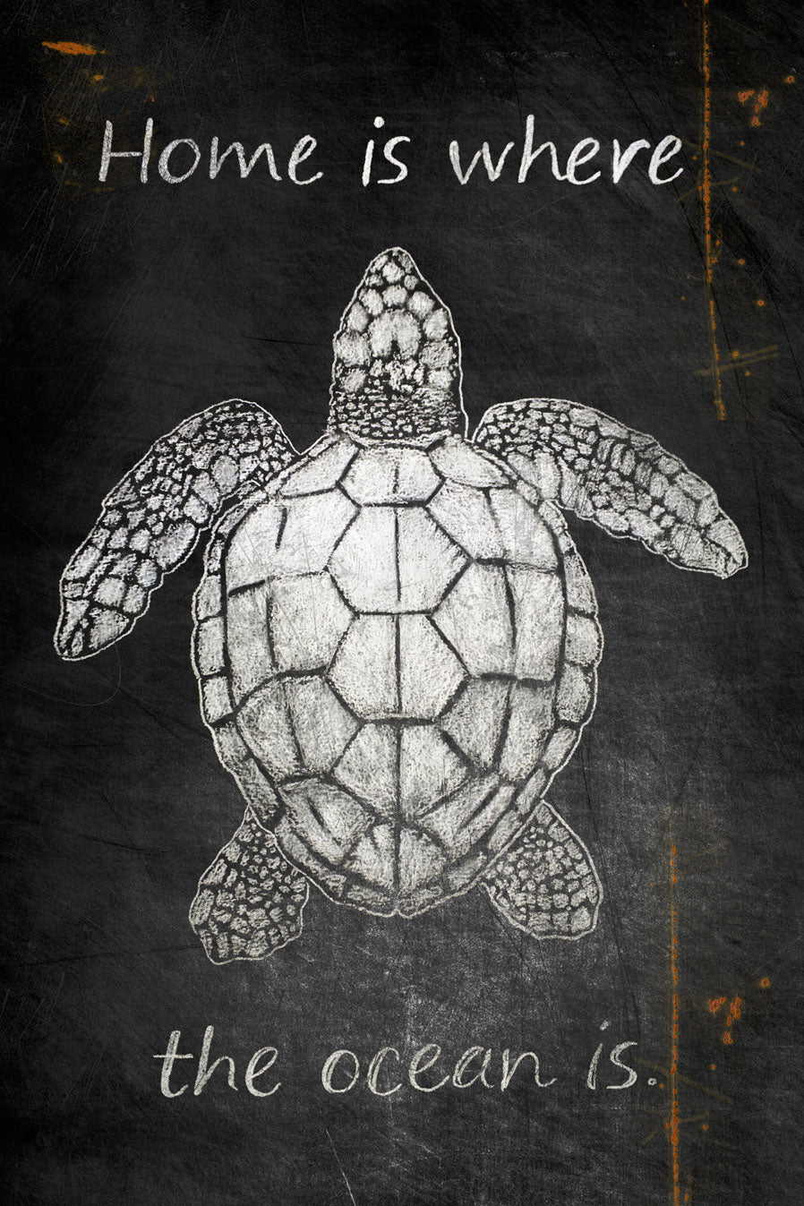 CAL331 - 16 X 24 HOME WHERE THE OCEAN CHALK BOARD VINTAGE SIGN