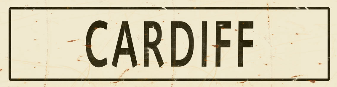 CAL339 - 5 X 20 - VINTAGE SIGN - CARDIFF CREME/BLK