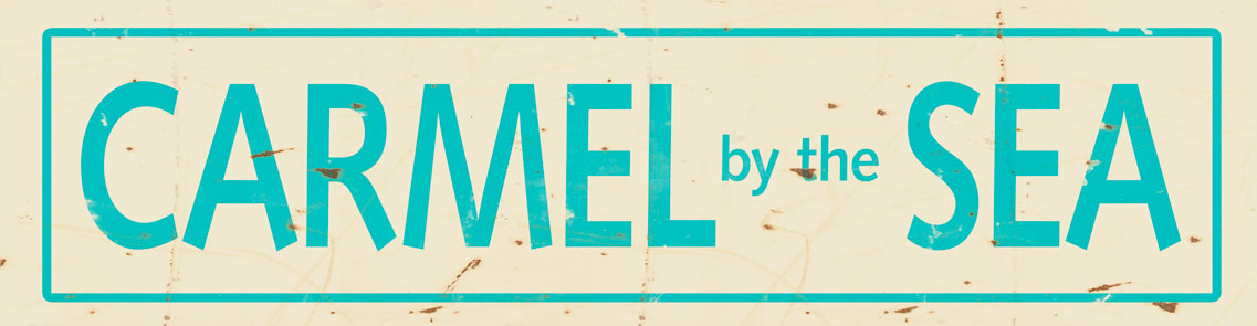 CAL348 - 5 X 20 CARMEL BY THE SEA AQUA LETTERS VINTAGE SIGN