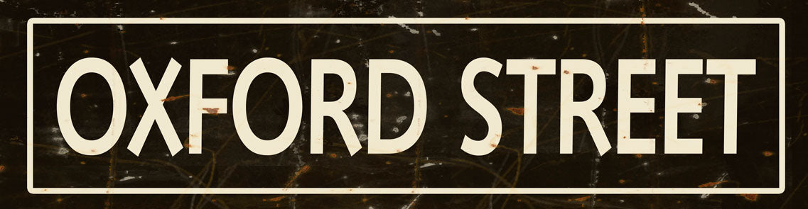 CAL381 - 5X20 OXFORD STREET BLACK/CREME VINTAGE SIGN