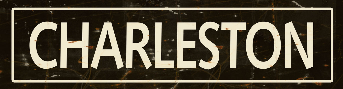 CAL394 - 5 X 20 CHARLESTON BLACK/CREME VINTAGE SIGN