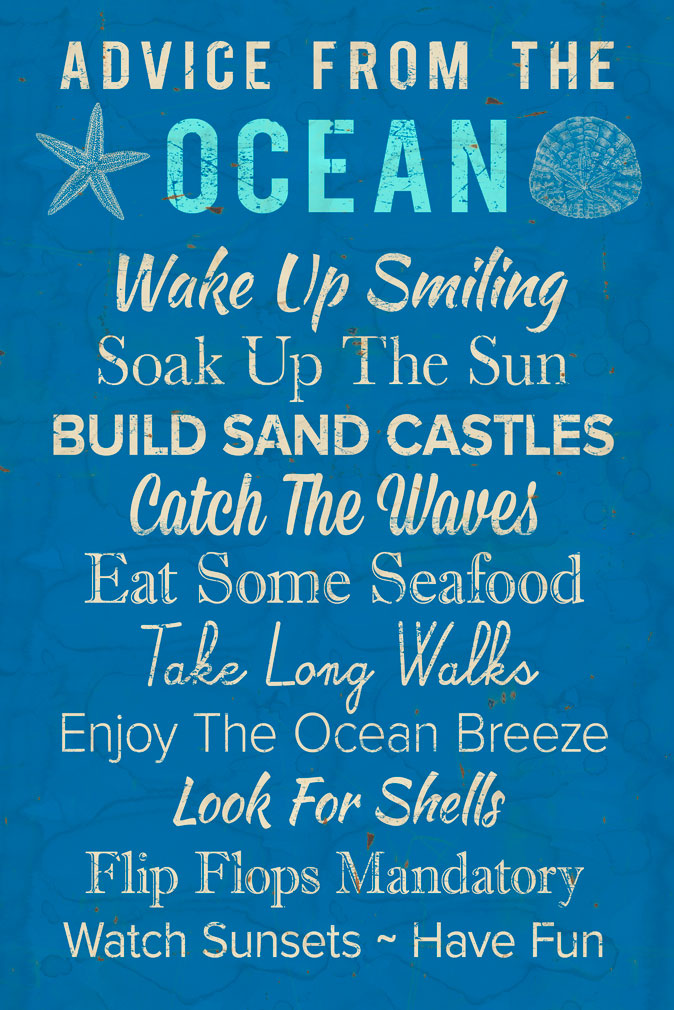 CAL434 - 12 X 18 ADVICE FROM THE OCEAN VINTAGE SIGN
