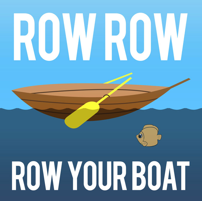 CAL461 - 12 X 12 ROW ROW YOUR BOAT VINTAGE SIGN