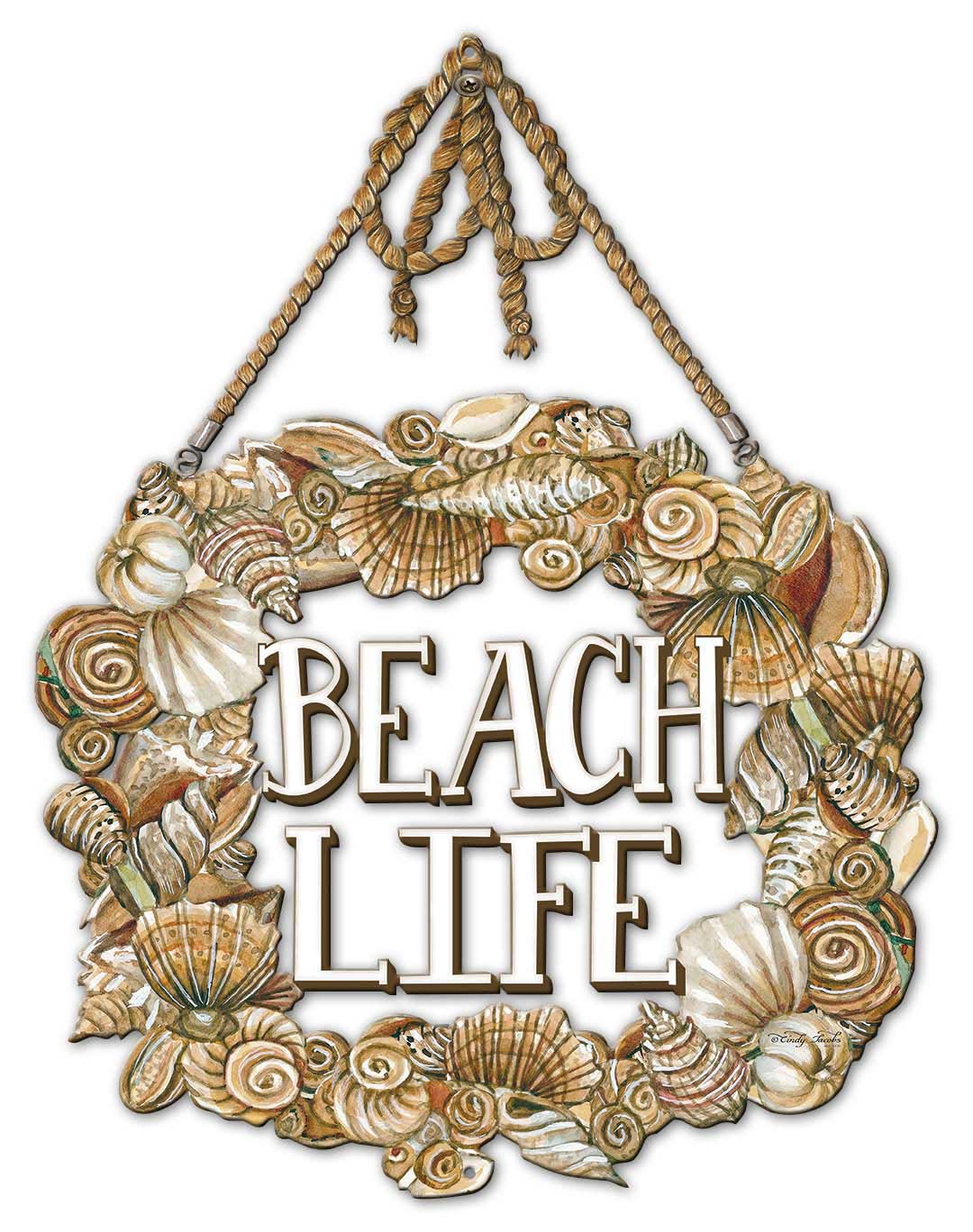 Coastal Wreath Beach Life Rope Vintage Sign