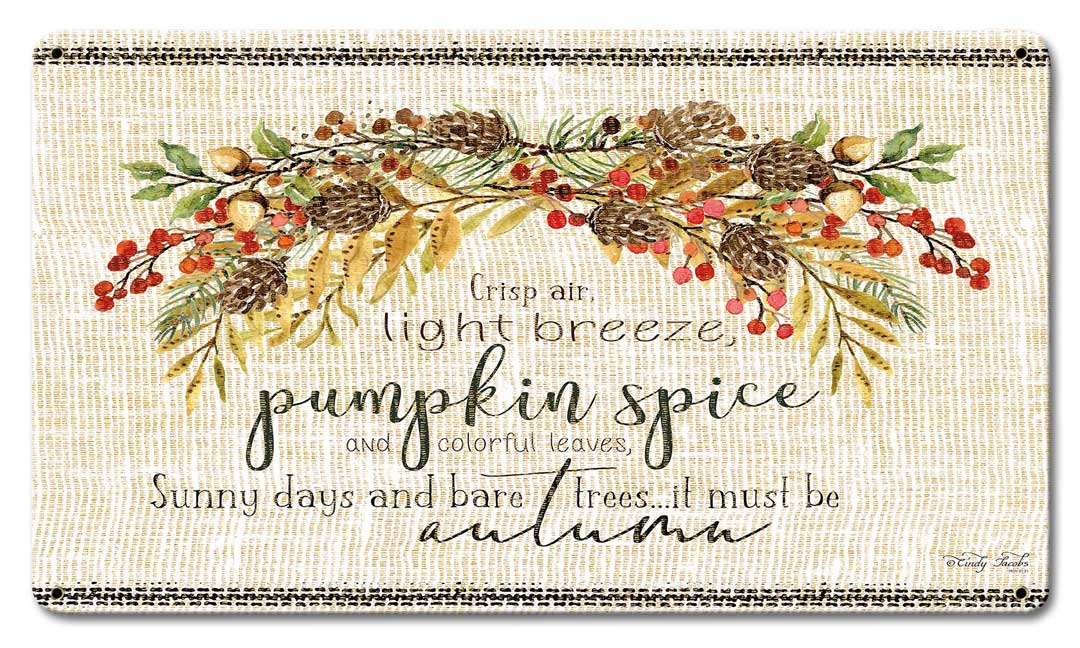 Wood Grain Fall Crisp Air Vintage Sign