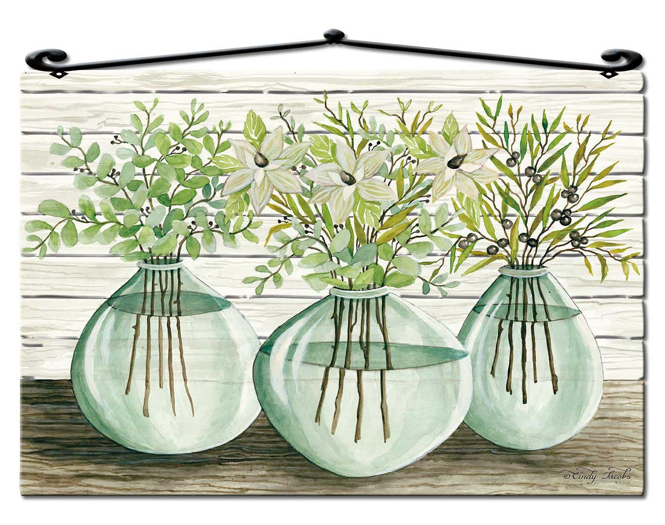 EUC Jars Florals PLasma 18x14 Vintage Sign