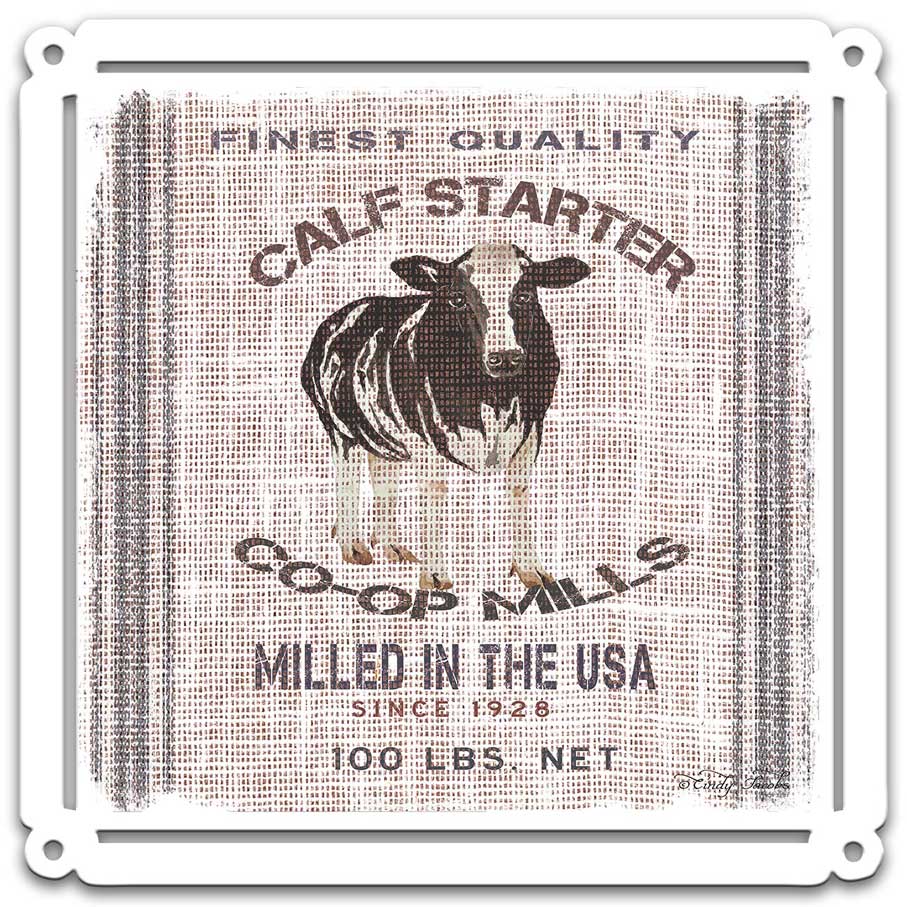 Grain Animal COW Vintage Sign