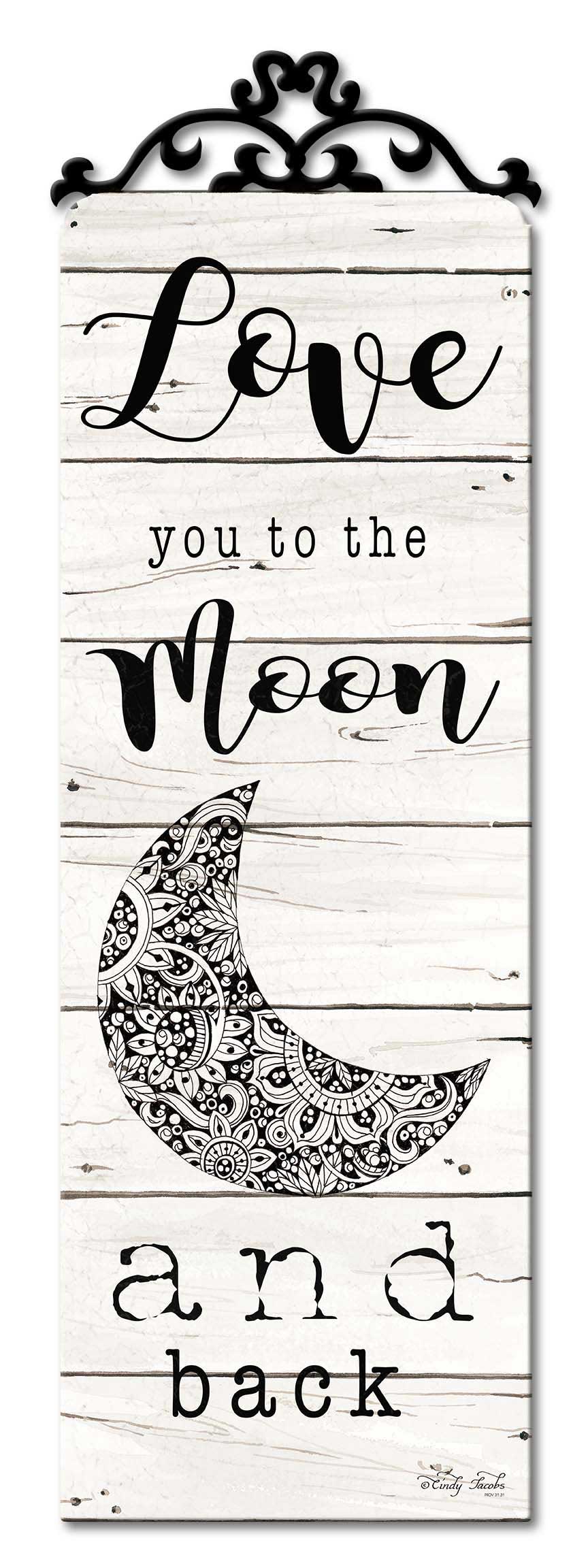 WHITE I Love You Moon SK Vintage Sign