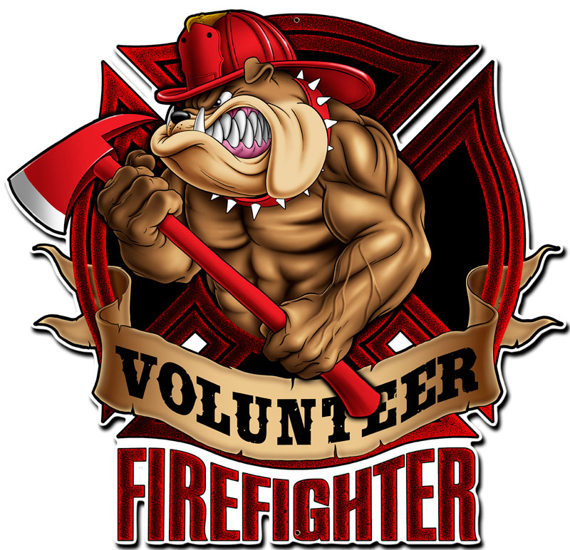 Firefighter Bulldog Vintage Sign