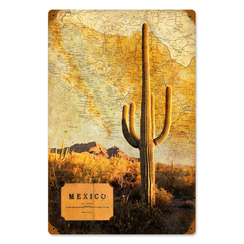 Mexico Map Vintage Sign