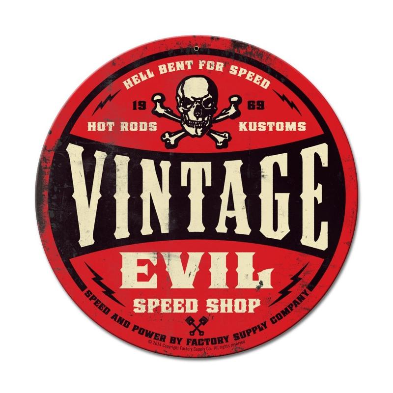 VE002 Red Round Vintage Sign