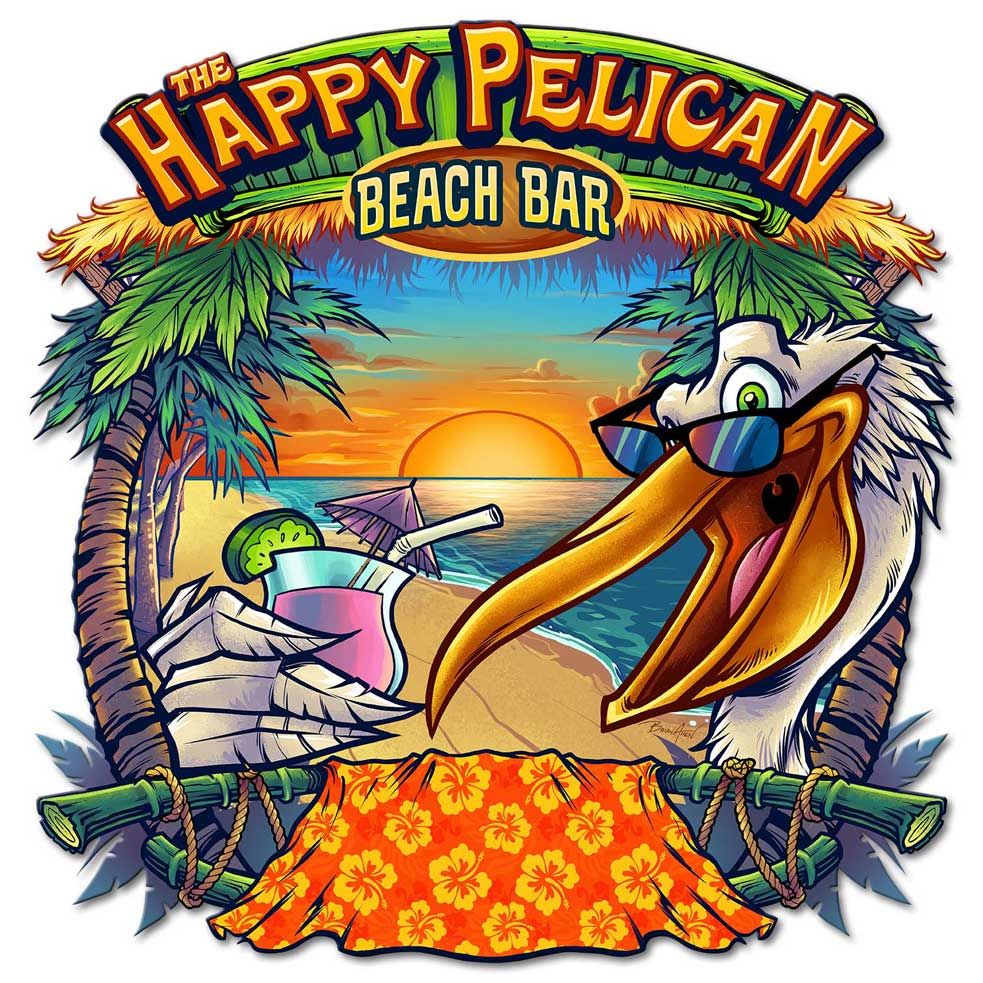 Happy Pelican Beach Bar Vintage Sign