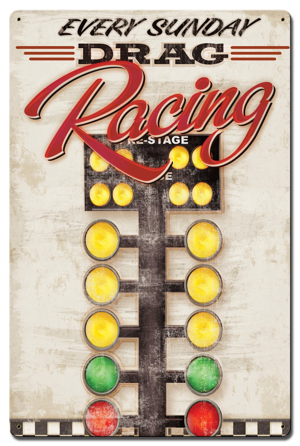 Drag Racing Corrugated Vintage Sign