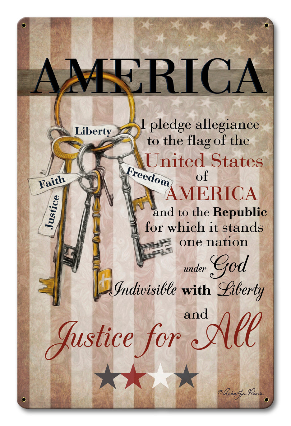 America Pledge Of Allegiance Vintage Sign