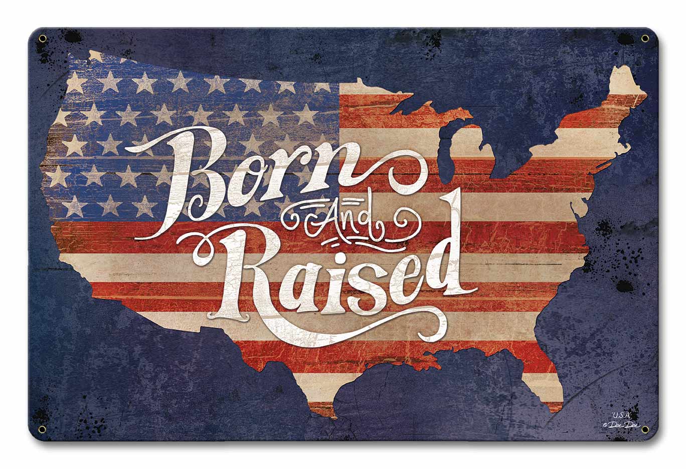 Born and Raised America Vintage Sign