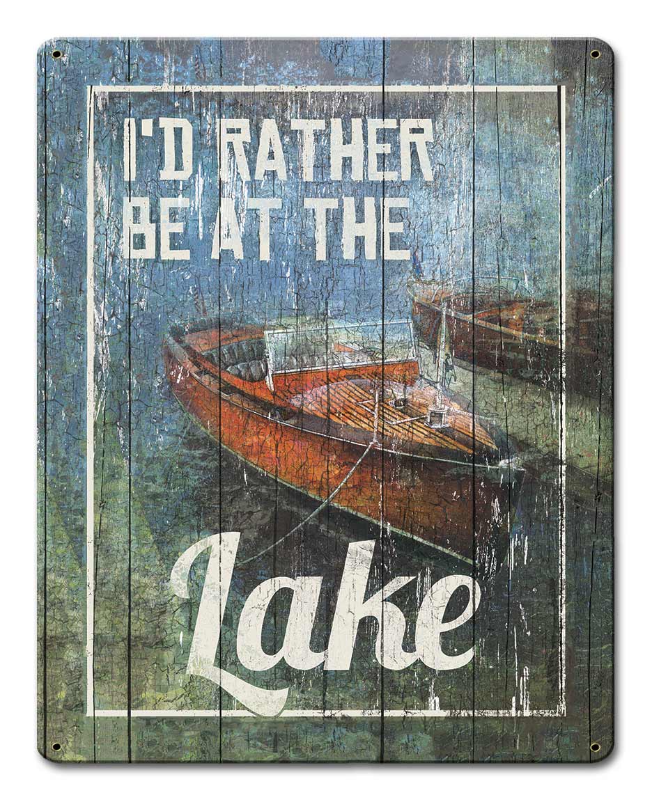 Rather Be At The Lake Vintage Sign