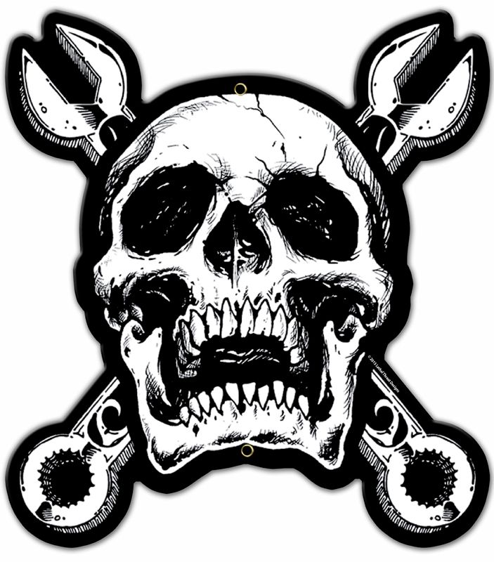 Skull N Cross Wrenches Vintage Sign